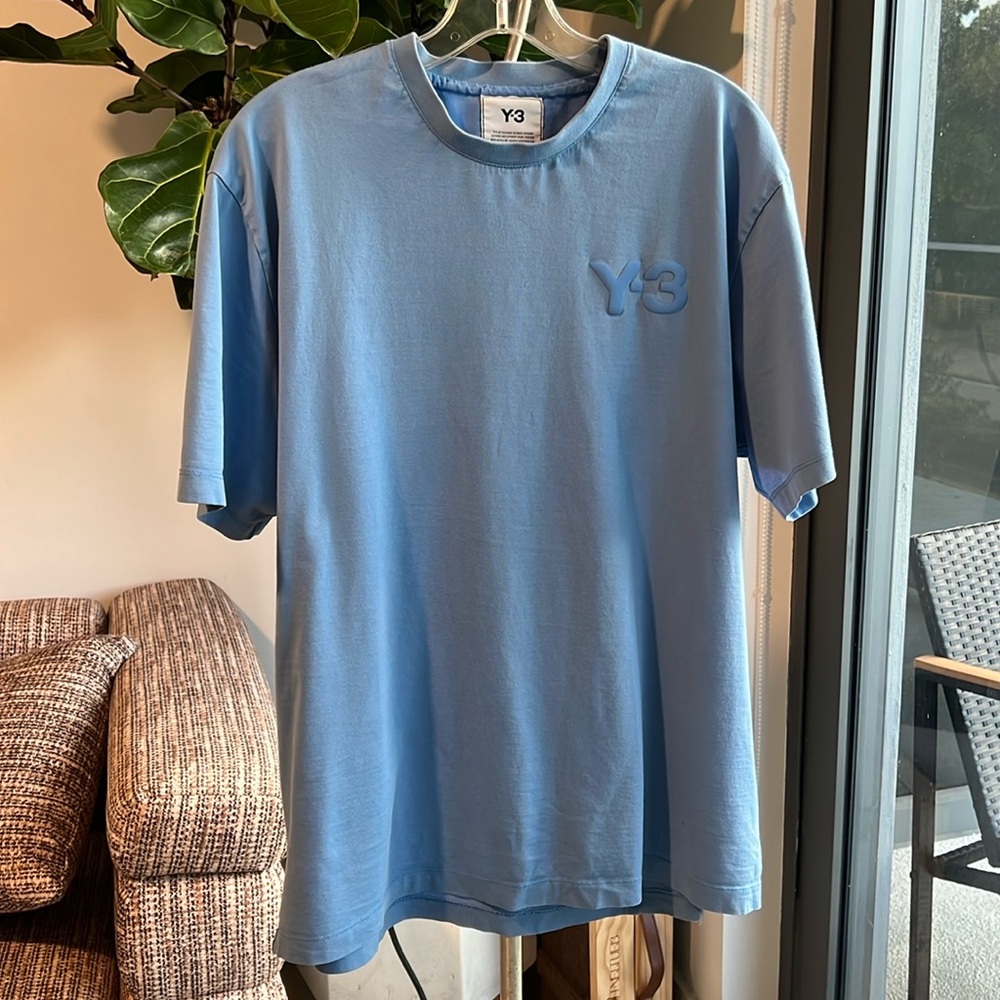 Y-3 Adidas by Yohji Yamamoto Blue on Blue Logo Tee